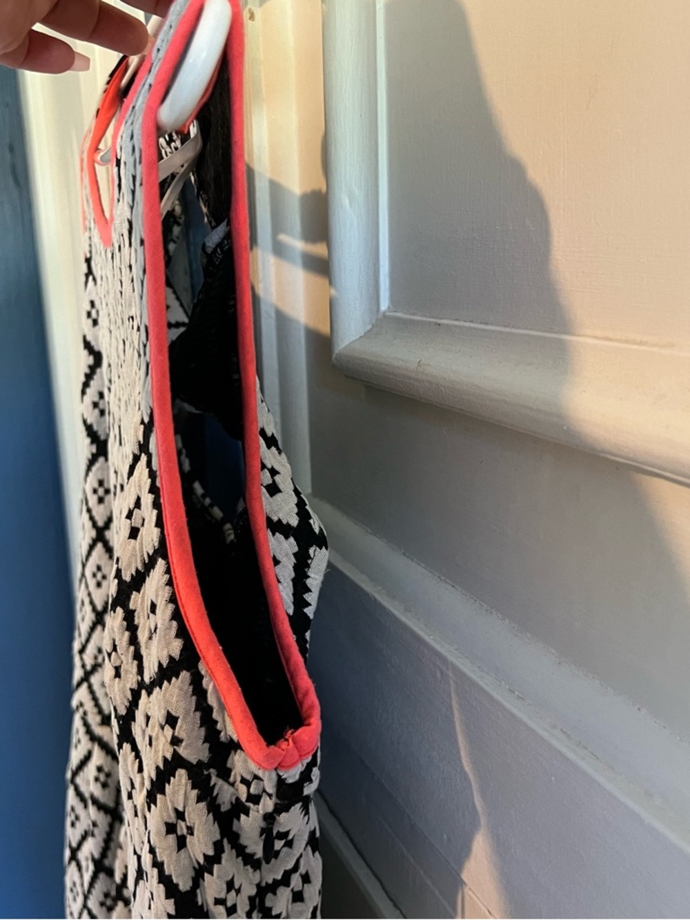 Xhilaration Black & White Geometric Dress with Coral Trim Y2K - Picture 3 of 14